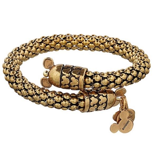 NWT Disney X Alex and Ani Mickey Metal Wrap Bracelet in Gold - Picture 1 of 8